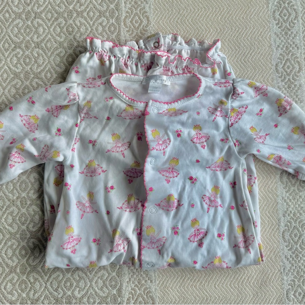 Kissy Kissy White Pajama Set with Pink Ballerina Print